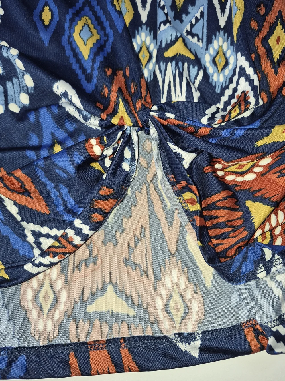 Ruby Rd. Navy Multicolor Geometric Knot-Front Tunic - Picture 3 of 4